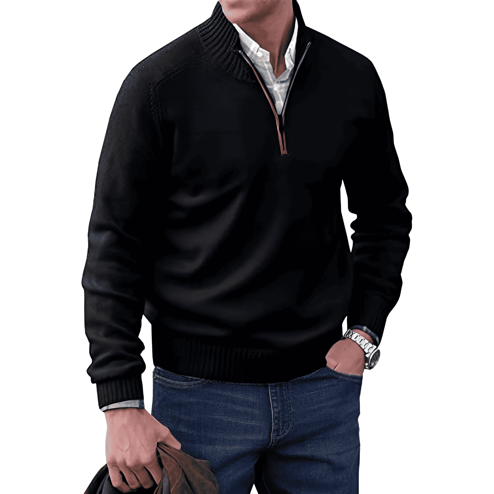 Benoit Elegant Cashmere Sweater with Autumn Zipper