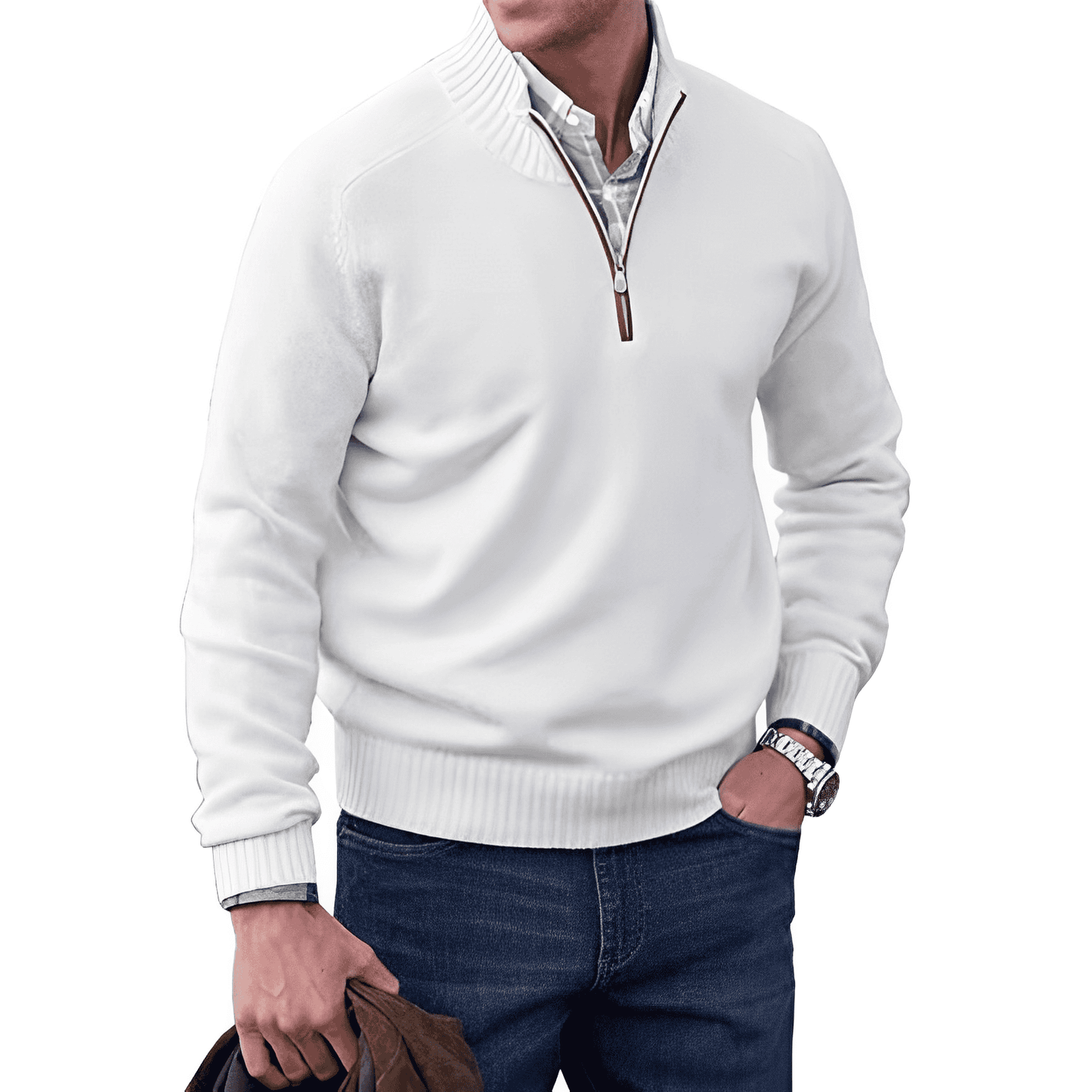 Benoit Elegant Cashmere Sweater with Autumn Zipper
