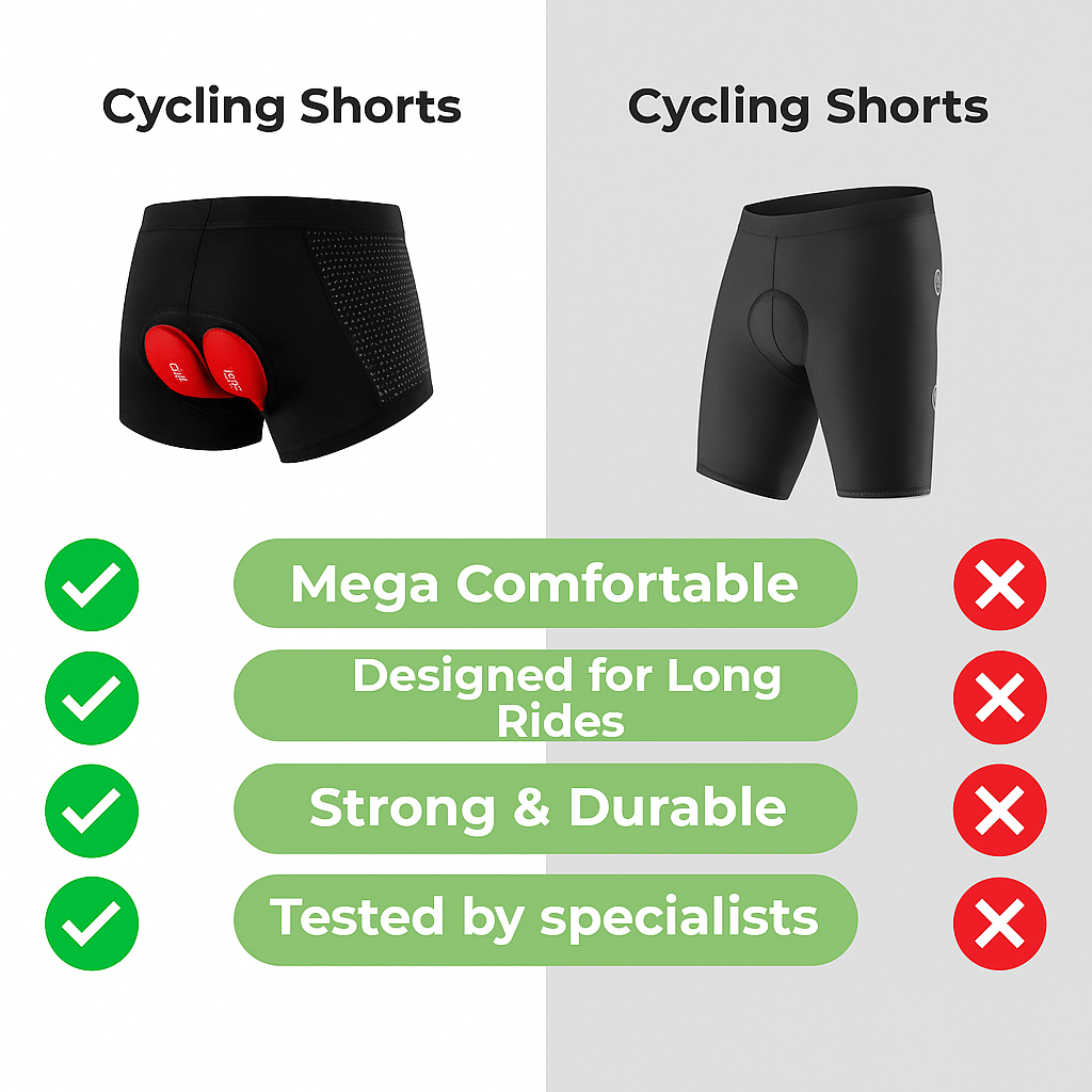 BIKERIDE Shorts - Gel-padded cycling shorts against saddle pain
