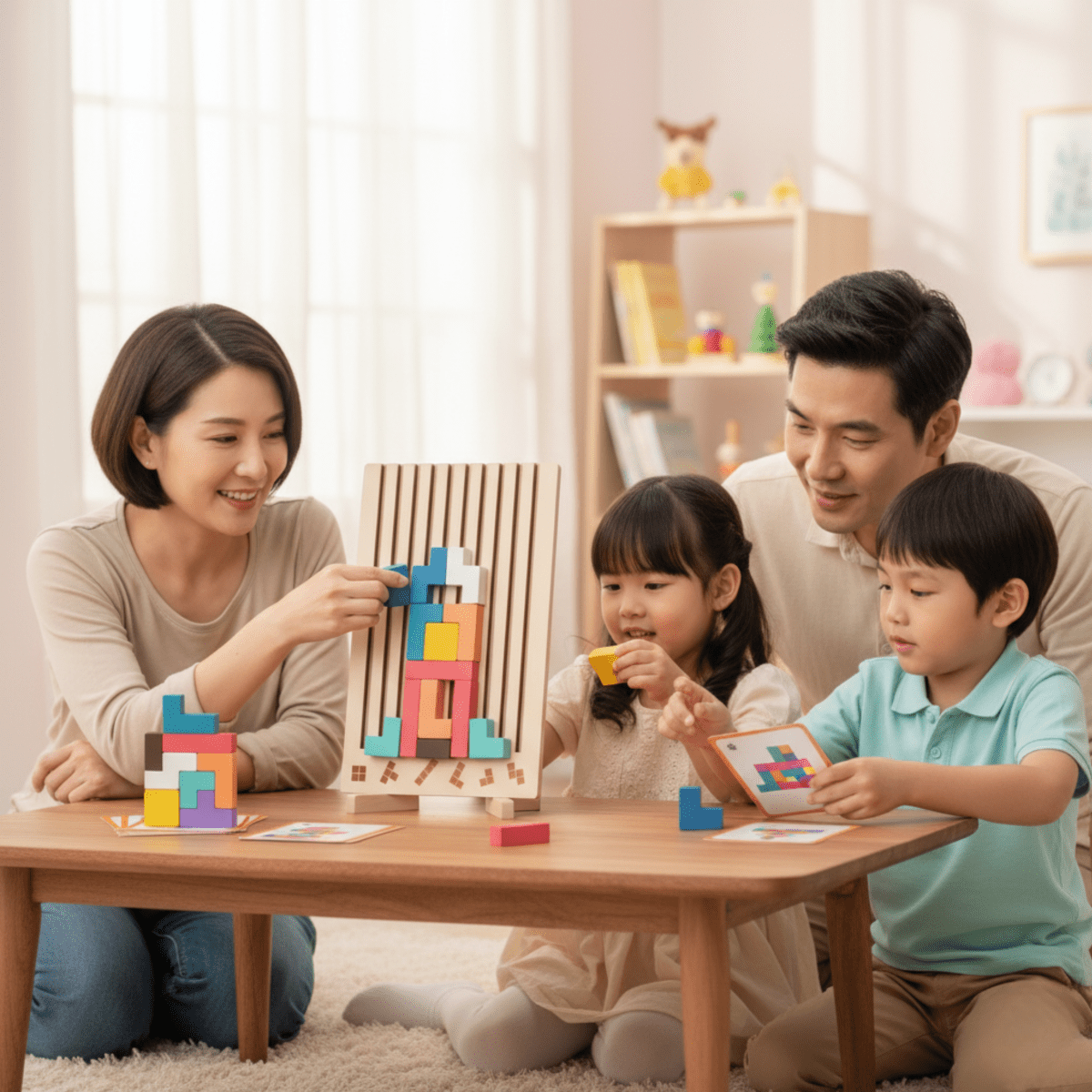 BRIQLEARN – Montessori Wooden Tetris for Creative Stacking and Logic Training