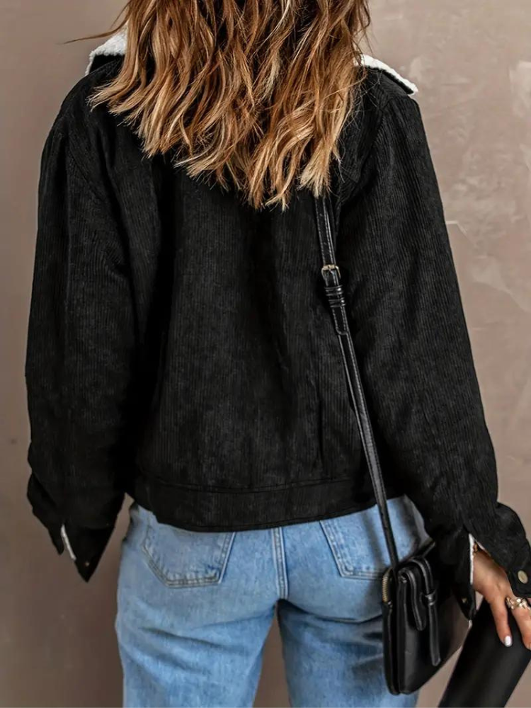Buttoned Winter Jacket for Women with High Collar