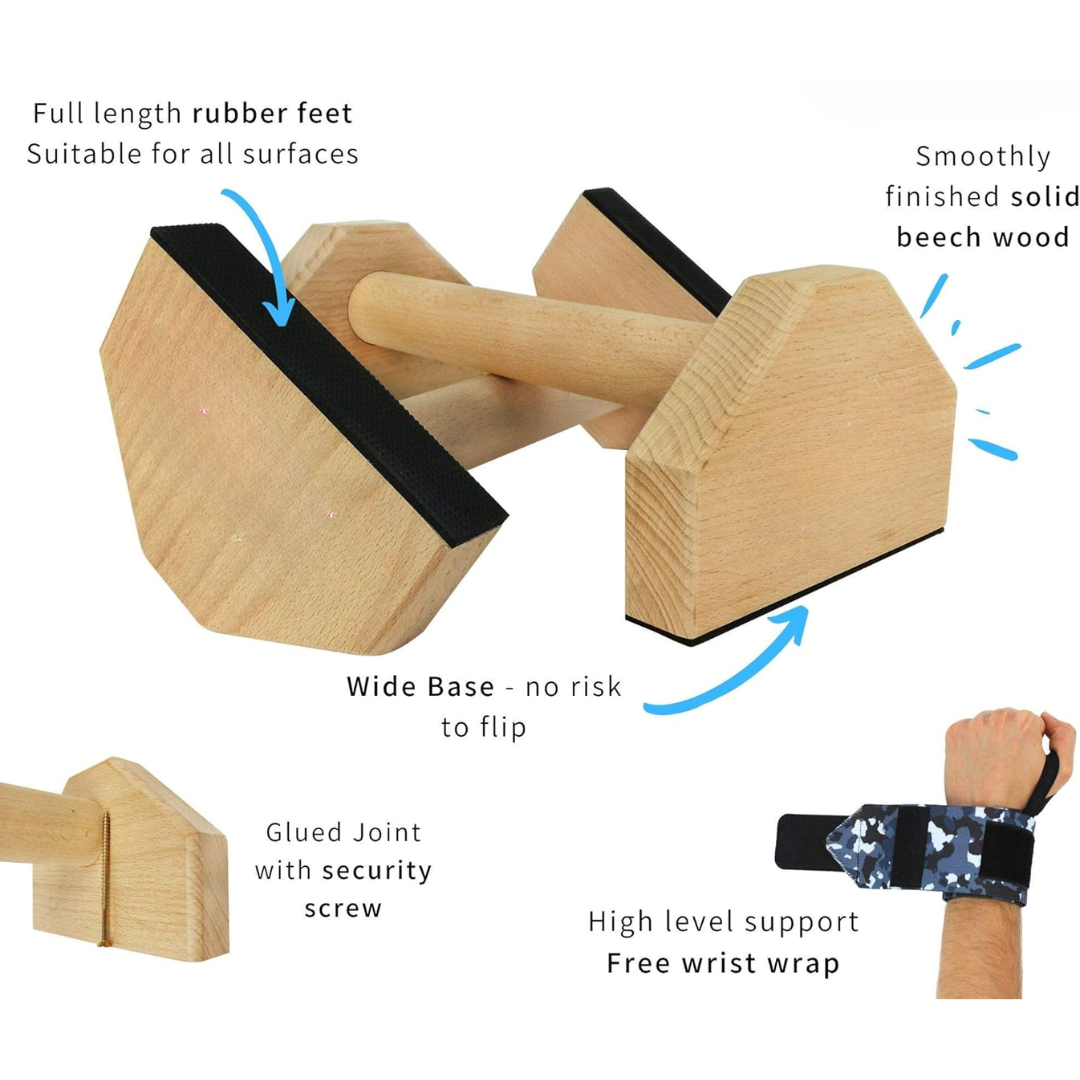 Calisthenics PowerBars – Sturdy Wooden Push-Up Supports