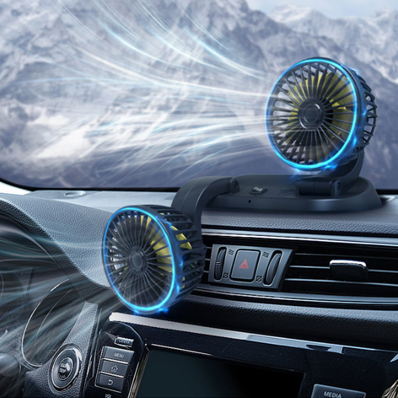 Car Fan with Adjustable Speed and Rotating Head