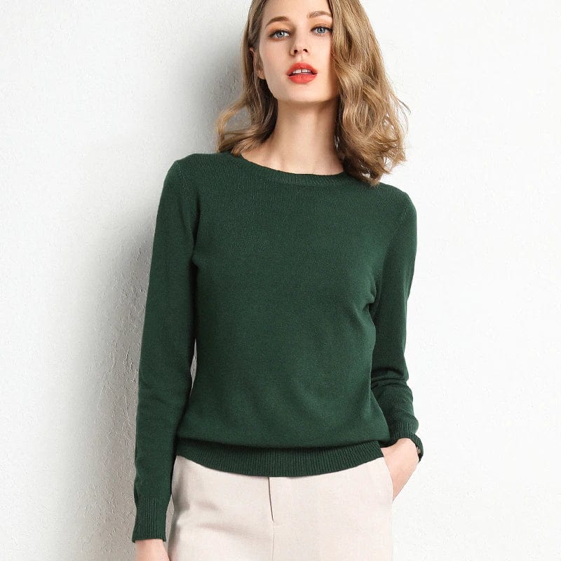 Cashmere Jumper with Classic Neckline for the Autumn Season