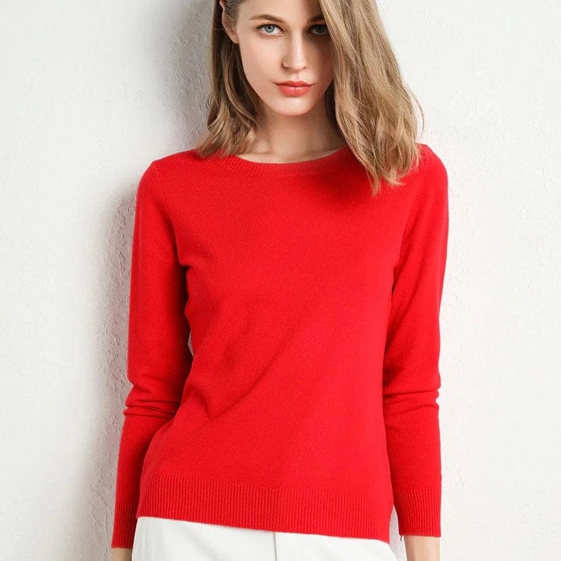 Cashmere Jumper with Classic Neckline for the Autumn Season