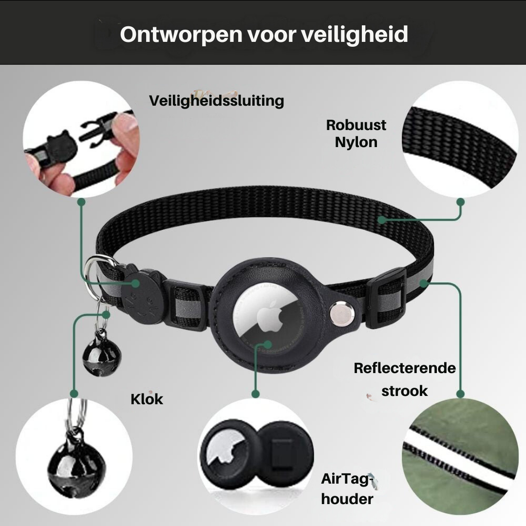 CAT GPS collar with quick-release fastener and reflective design for improved visibility at night