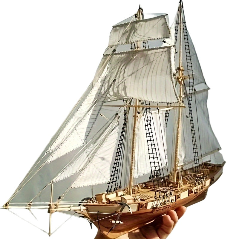 Classic Wooden Sailboat Model – Detailed 3D Puzzle for Boat Enthusiasts