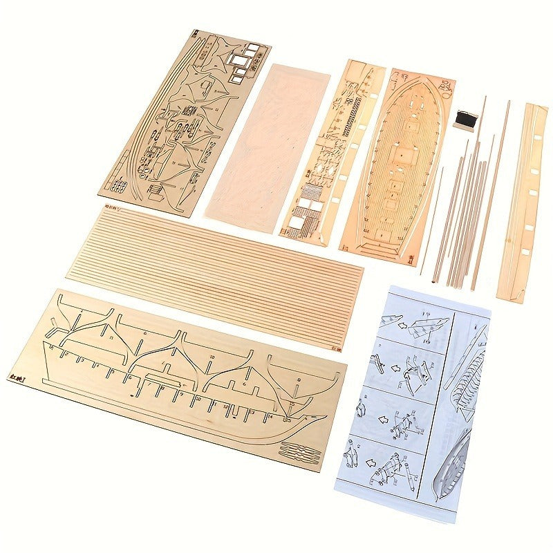 Classic Wooden Sailboat Model – Detailed 3D Puzzle for Boat Enthusiasts