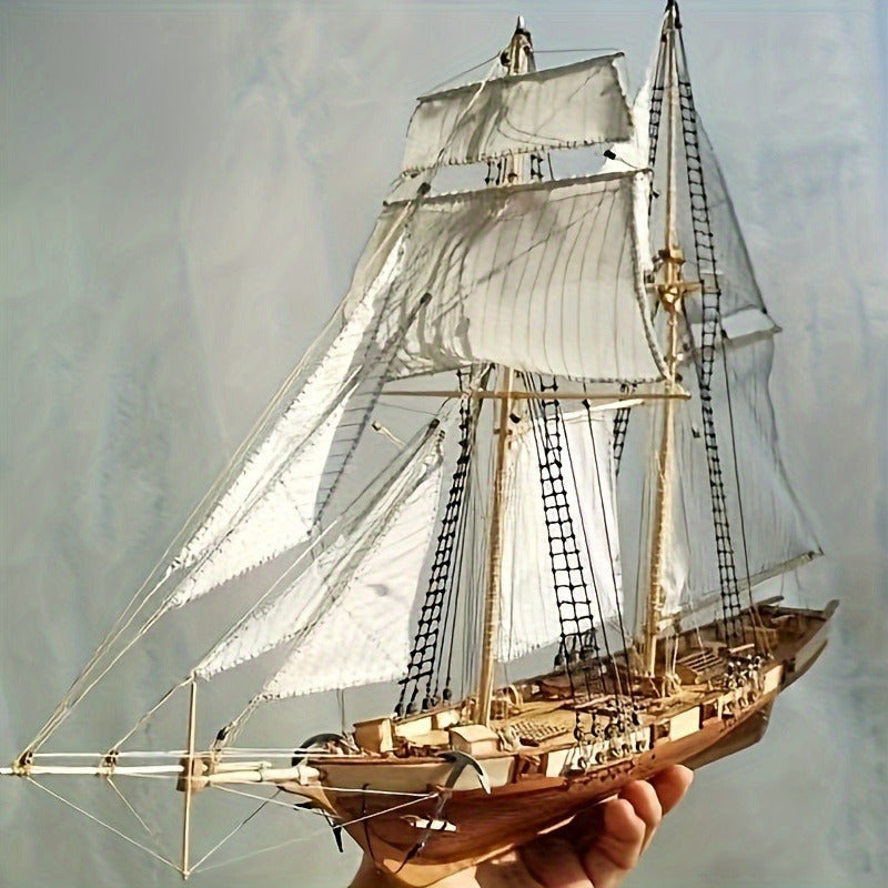 Classic Wooden Sailboat Model – Detailed 3D Puzzle for Boat Enthusiasts