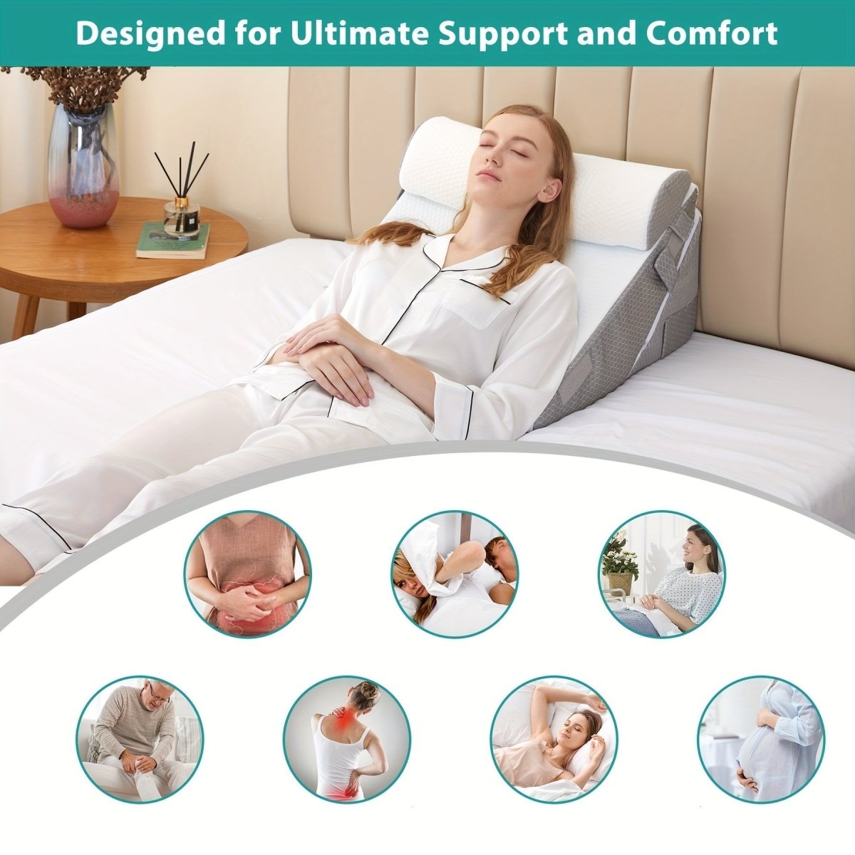 COMFORTRISE – Adjustable Memory Foam Wedge Cushion for Back and Leg Relaxation