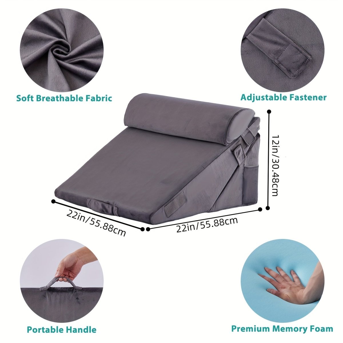 COMFORTRISE – Adjustable Memory Foam Wedge Cushion for Back and Leg Relaxation