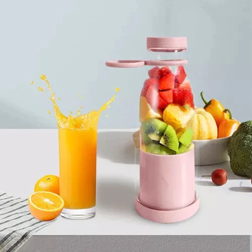 Compact Portable Smoothie Blender with Fruit Container and Drinking Lid