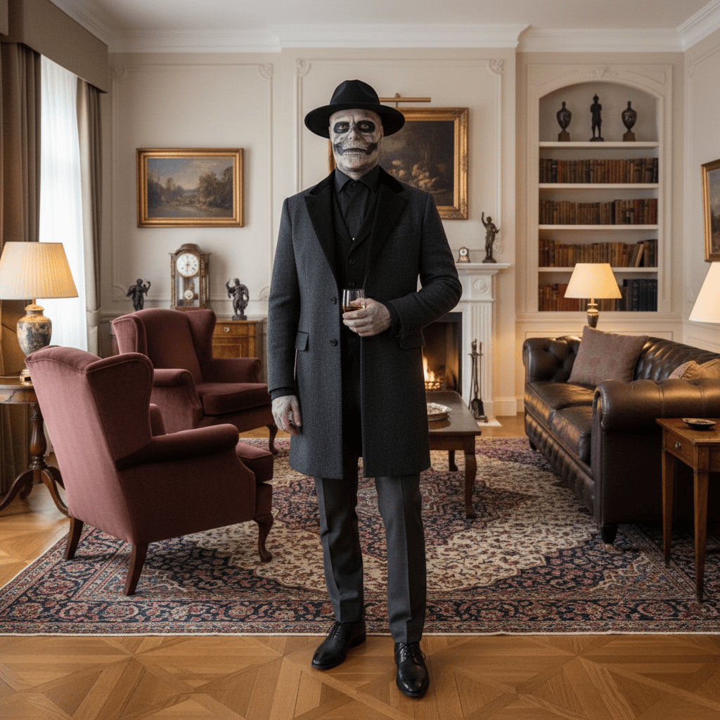 DREADSKULL – Realistic Skeleton Mask with Hat for Ultimate Halloween Transformation