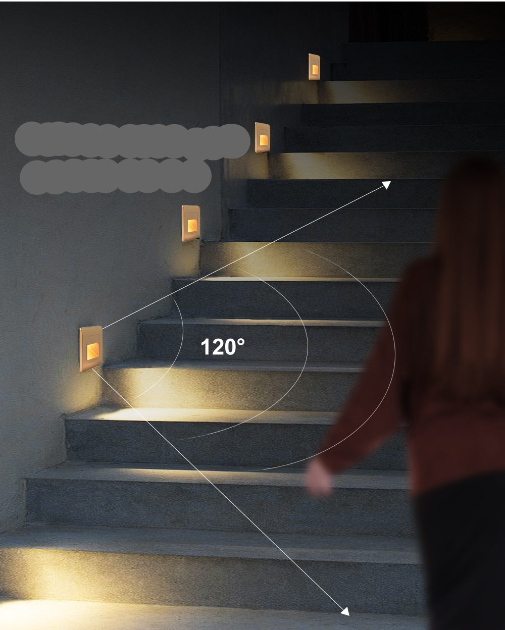 EB Brone - LED Stair Light 4 Colors PIR Sensor Recessed Footlight