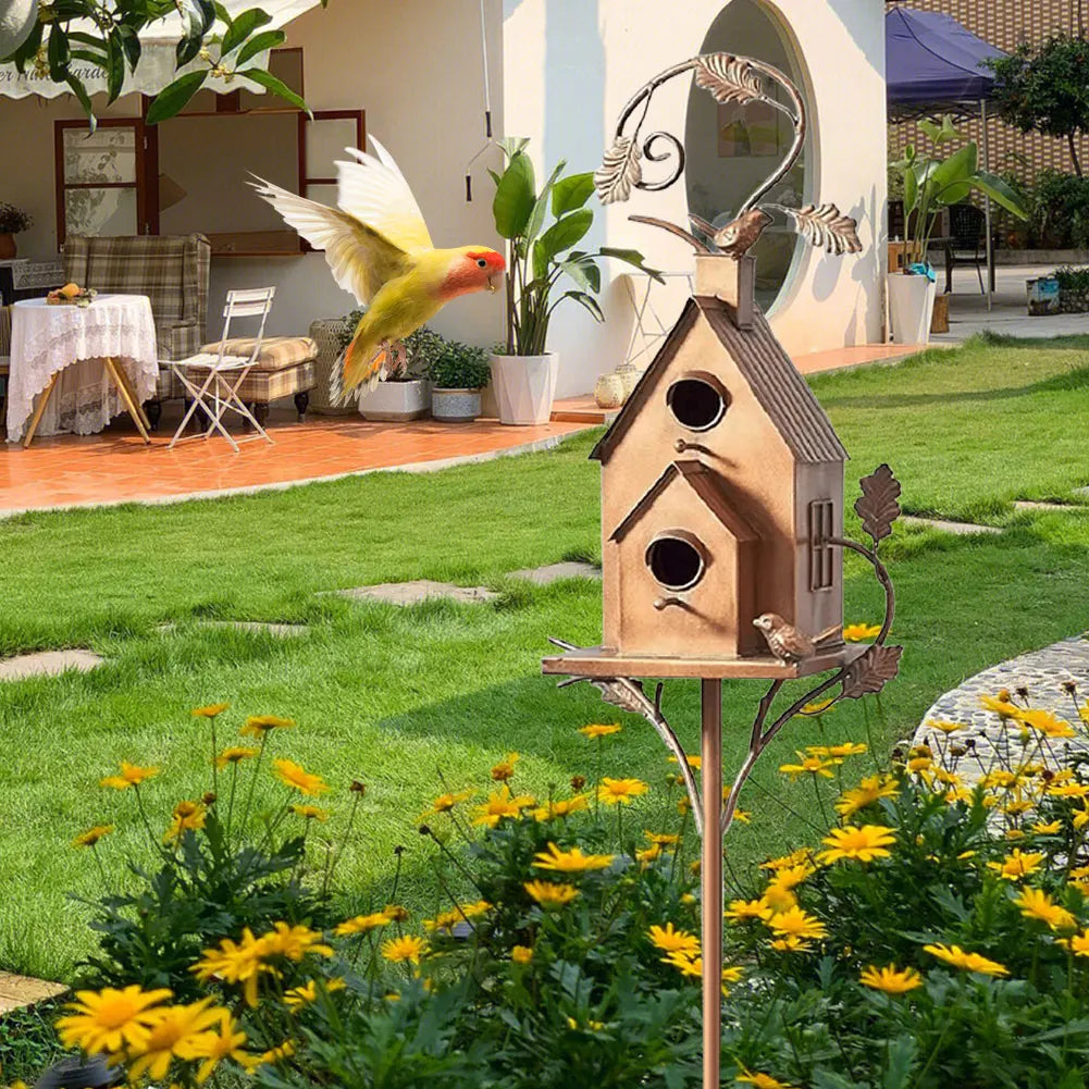 Elegant Birdhouse on a Post for Garden and Patio