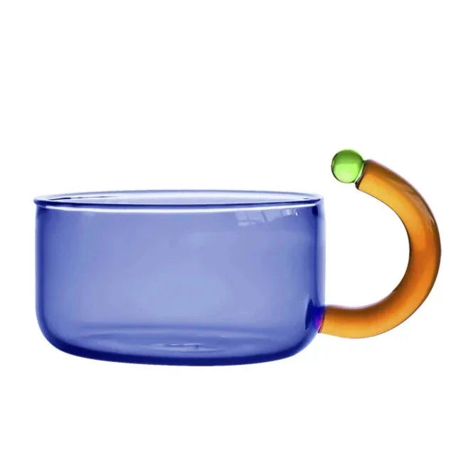 Elegant Borosilicate Tea Set with Unique Design and Vibrant Colors – Dishwasher Safe, 80 ml Mug, 400 ml Teapot