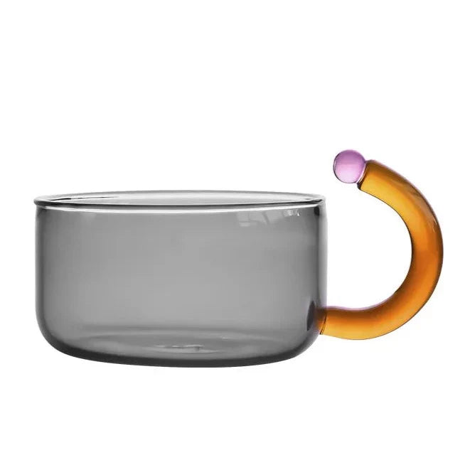 Elegant Borosilicate Tea Set with Unique Design and Vibrant Colors – Dishwasher Safe, 80 ml Mug, 400 ml Teapot