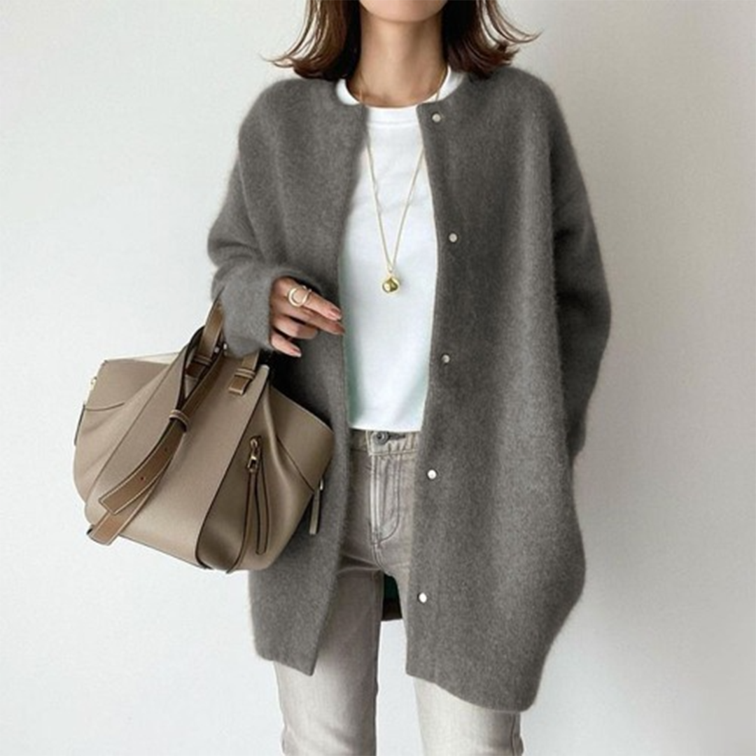 Elegant Long Sleeve Cardigan with Pockets