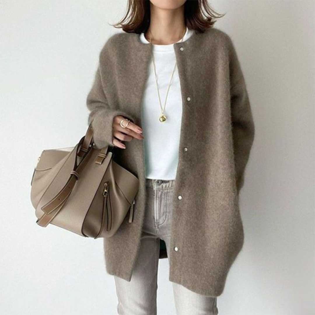 Elegant Long Sleeve Cardigan with Pockets
