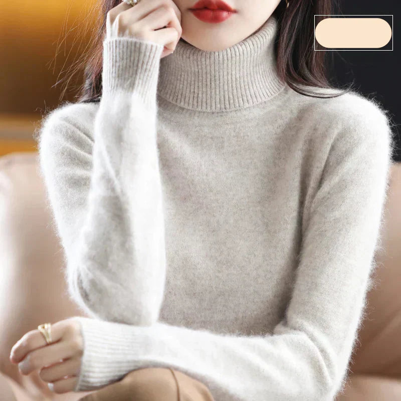Emma High Neck Pure 100% Cashmere Sweater: for Autumn and Winter