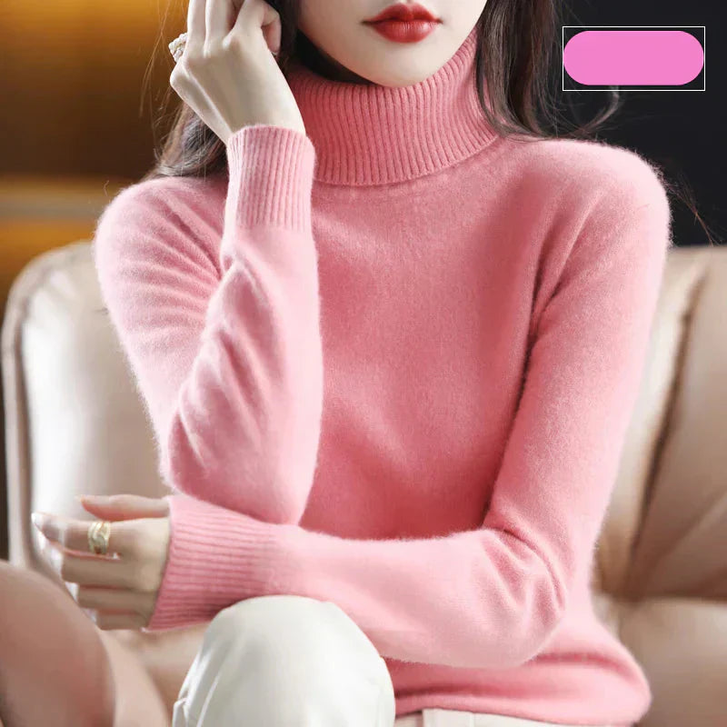 Emma High Neck Pure 100% Cashmere Sweater: for Autumn and Winter