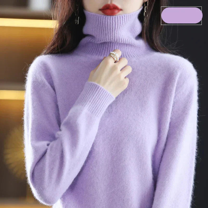 Emma High Neck Pure 100% Cashmere Sweater: for Autumn and Winter