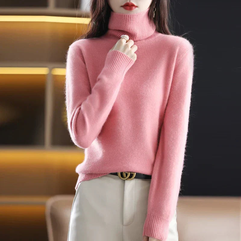 Emma High Neck Pure 100% Cashmere Sweater: for Autumn and Winter