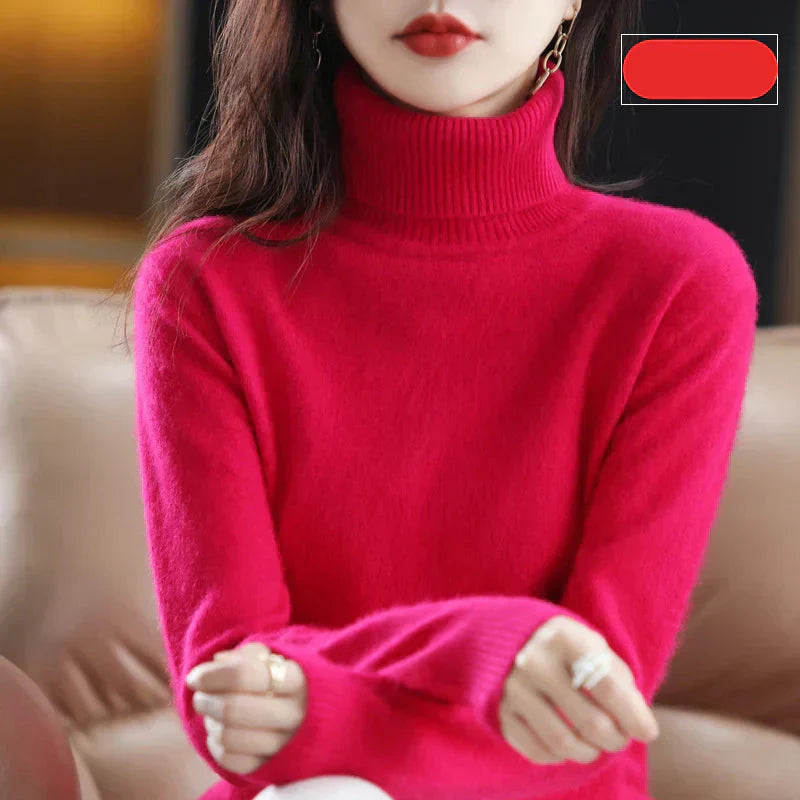 Emma High Neck Pure 100% Cashmere Sweater: for Autumn and Winter