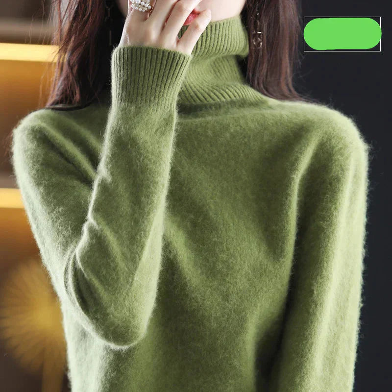 Emma High Neck Pure 100% Cashmere Sweater: for Autumn and Winter