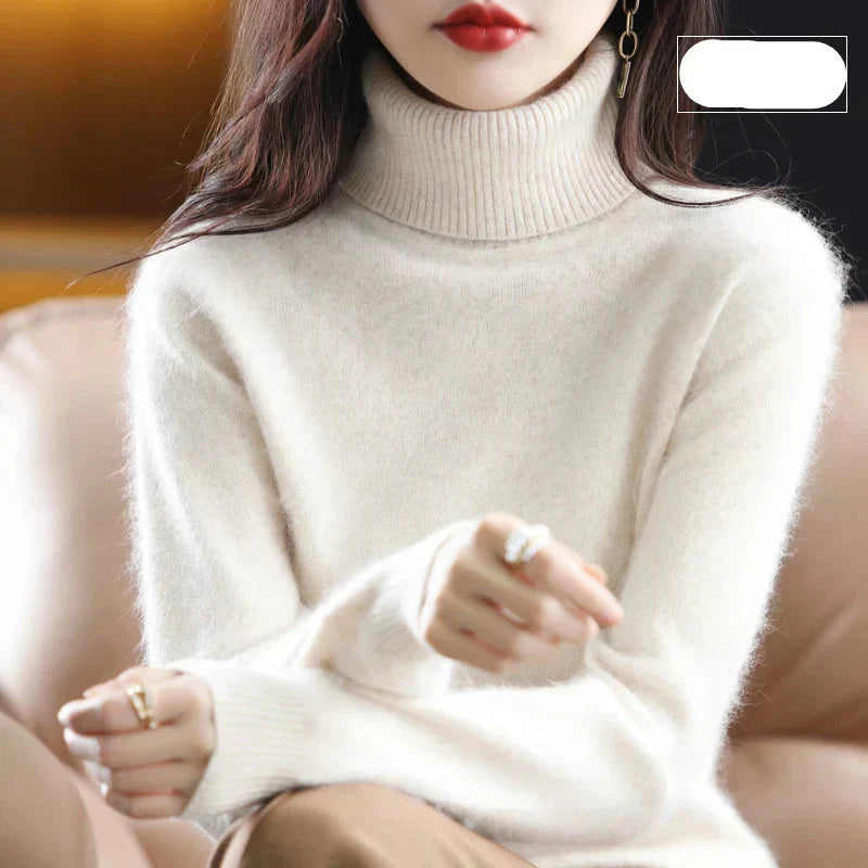 Emma High Neck Pure 100% Cashmere Sweater: for Autumn and Winter