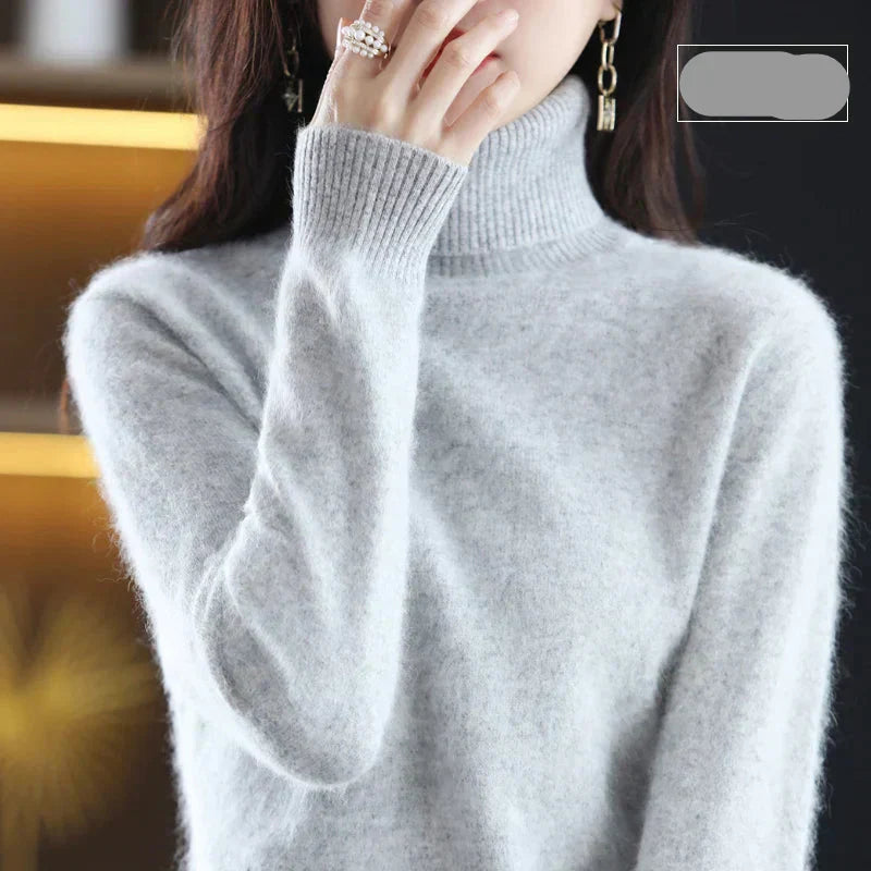 Emma High Neck Pure 100% Cashmere Sweater: for Autumn and Winter