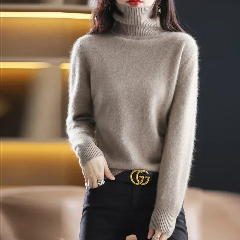 Emma High Neck Pure 100% Cashmere Sweater: for Autumn and Winter