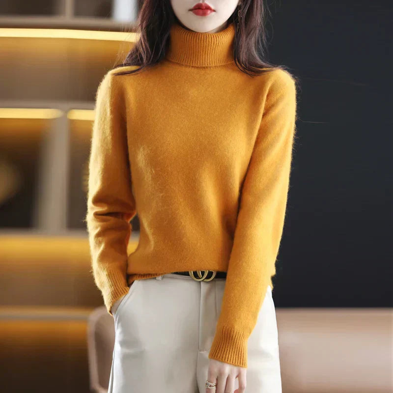 Emma High Neck Pure 100% Cashmere Sweater: for Autumn and Winter