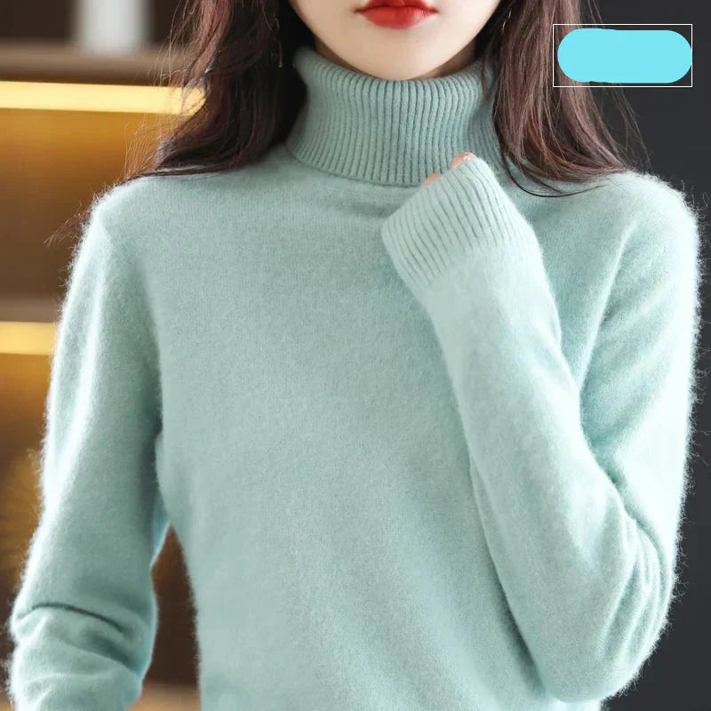 Emma High Neck Pure 100% Cashmere Sweater: for Autumn and Winter