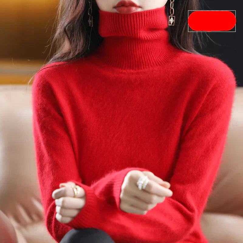 Emma High Neck Pure 100% Cashmere Sweater: for Autumn and Winter