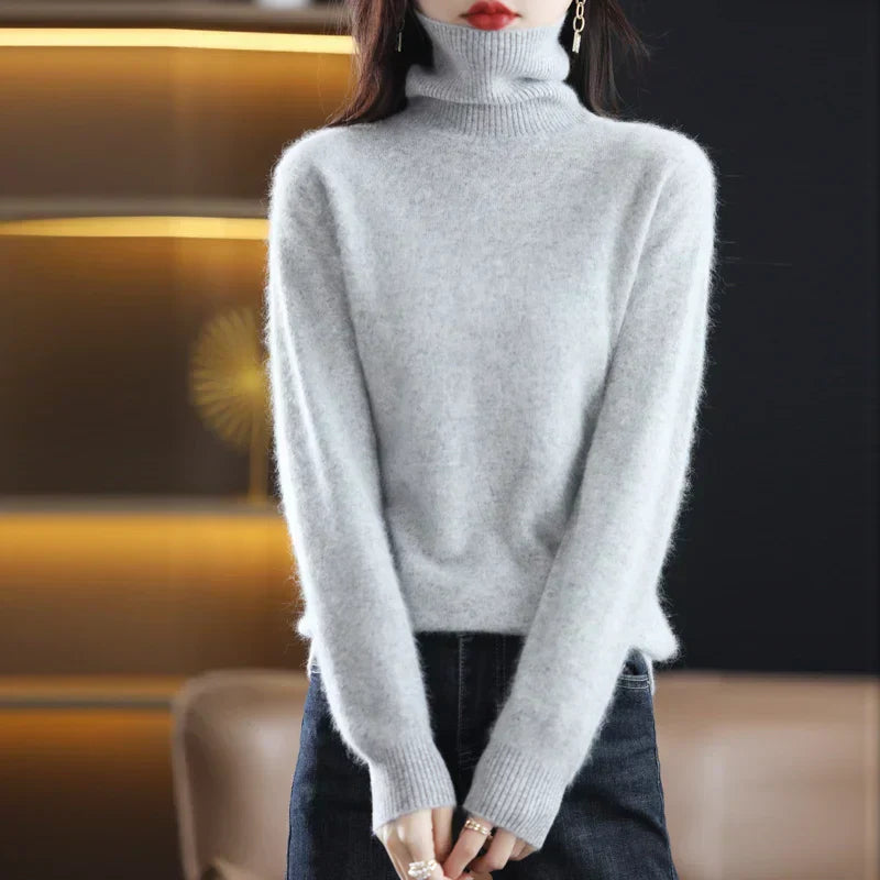 Emma High Neck Pure 100% Cashmere Sweater: for Autumn and Winter
