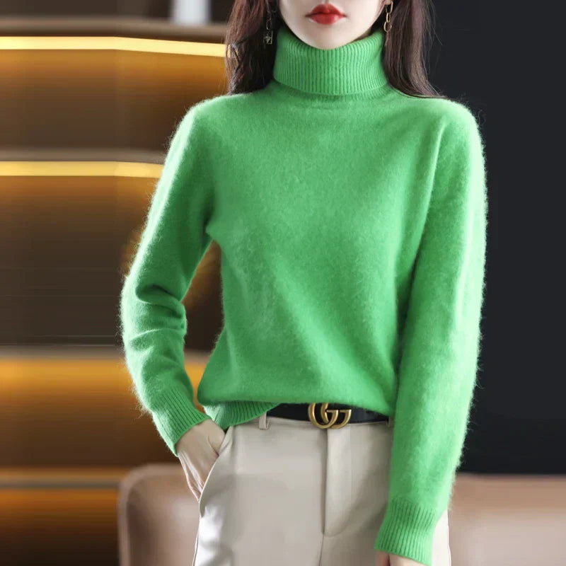Emma High Neck Pure 100% Cashmere Sweater: for Autumn and Winter
