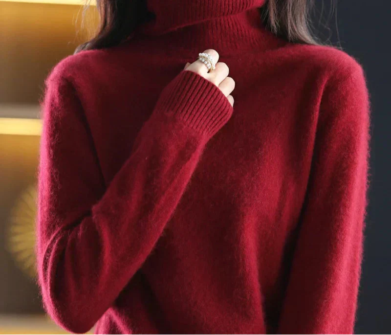 Emma High Neck Pure 100% Cashmere Sweater: for Autumn and Winter