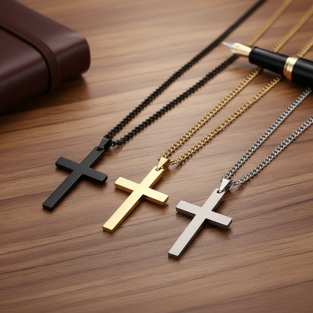 FAITHLINE NECKLACE – Classic men's necklace with stainless steel cross pendant