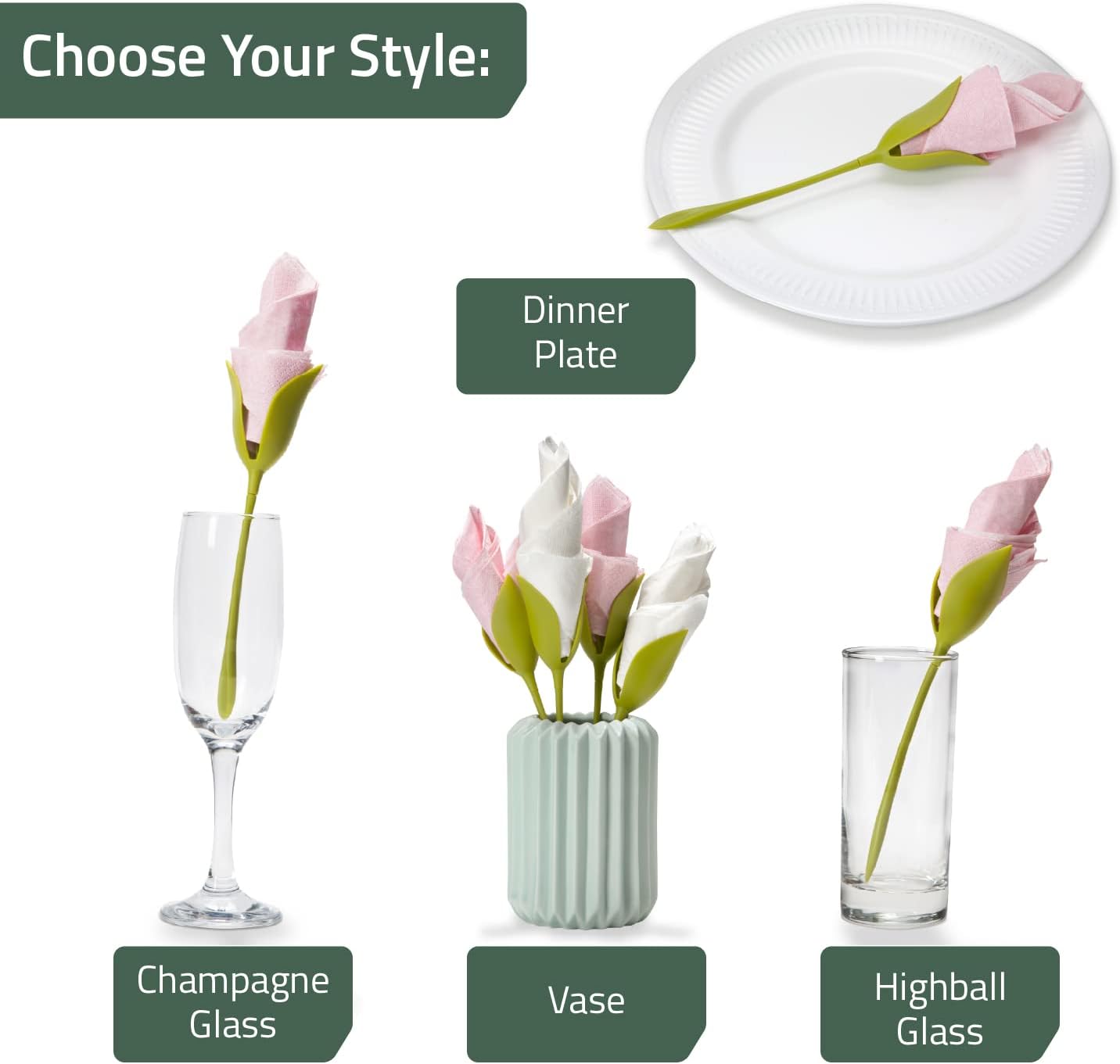 Florenza™ – Stylishly Roll Napkins into Flowers (2 Pieces)