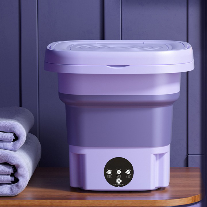 Foldable Purple Mini Washing Machine with 3 Washing Modes