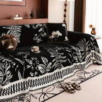 Housse de canapé en chenille feuillage floral