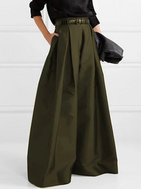 FrenchEva - Pantalon plissé élégant taille haute et jambe large pour l'automne