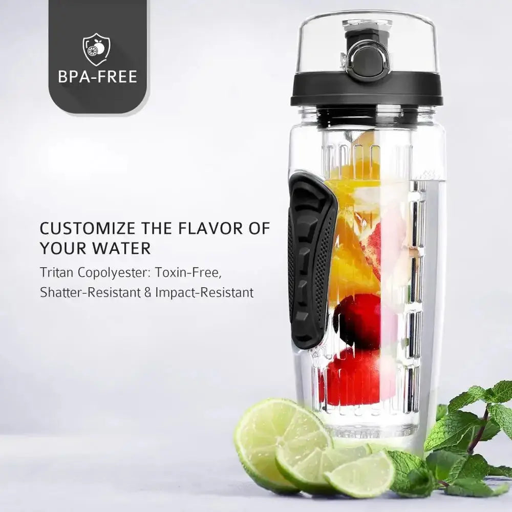 Fruit Infuser Bottle with Long Infuser Sleeve and Time Indicator