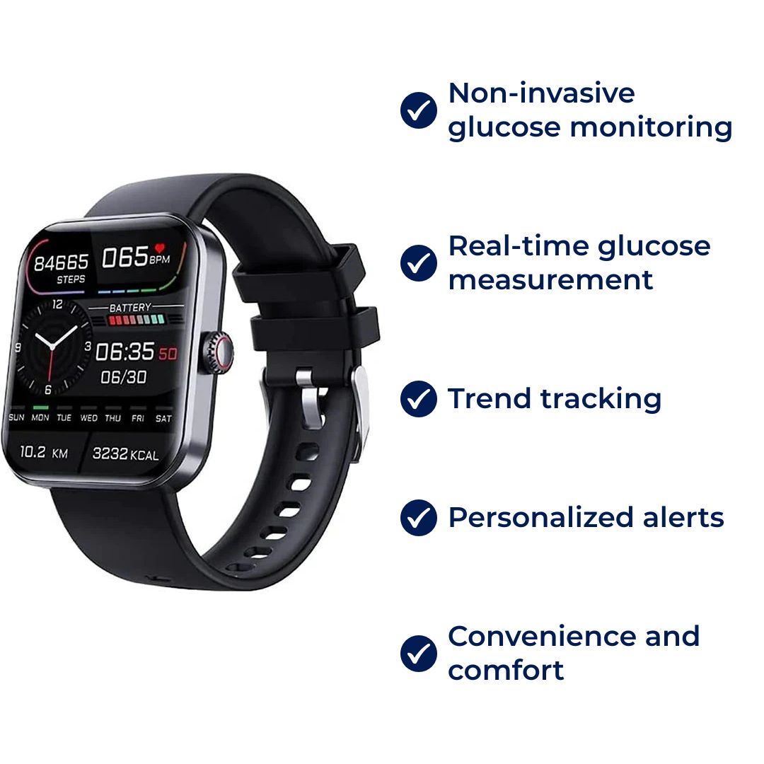 Glucowatch | Non-Invasive Blood Glucose Smartwatch – Real-Time Monitoring, Trend Tracking & Personalised Alerts Olvoria