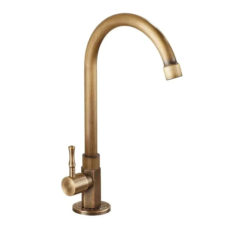 GOLDENSWAN – Antique Brass Swan Neck Faucet for Kitchen & Bathroom