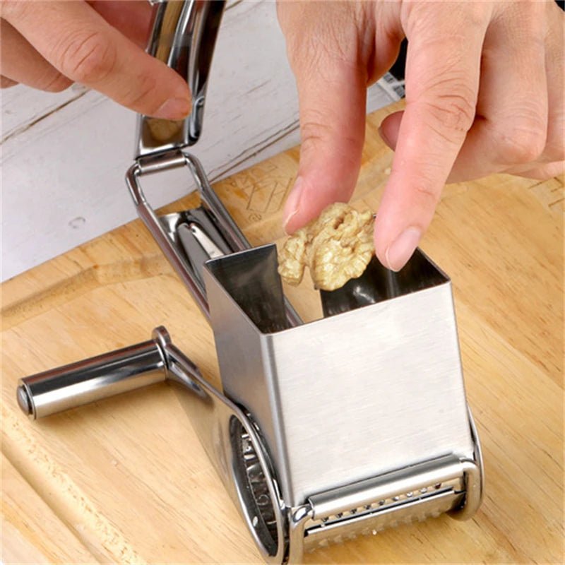 GRATE MOTION – Rotating Stainless Steel Cheese Grater for Effortless Kitchen Preparation