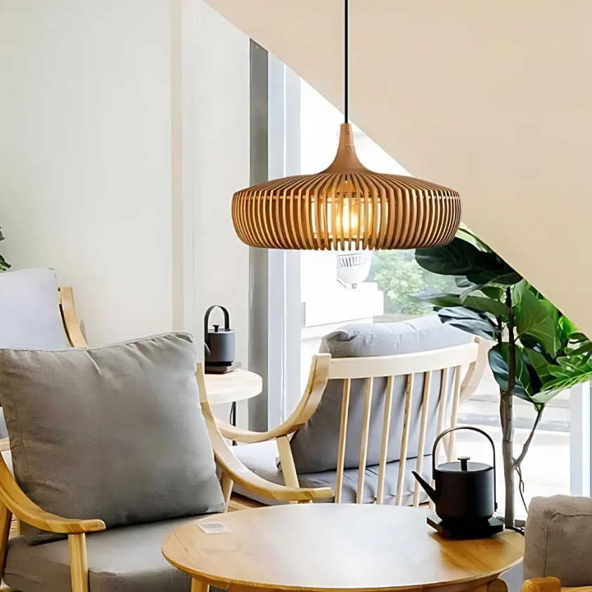 Hinori Ceiling Pendant Light Japandi Solid Wood Glow