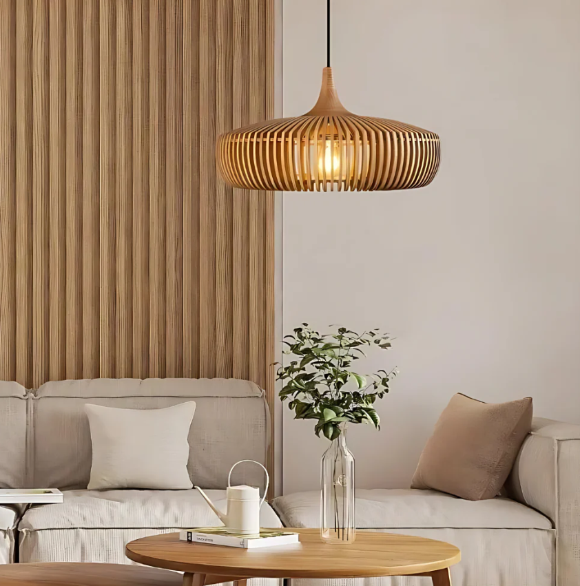 Hinori Ceiling Pendant Light Japandi Solid Wood Glow