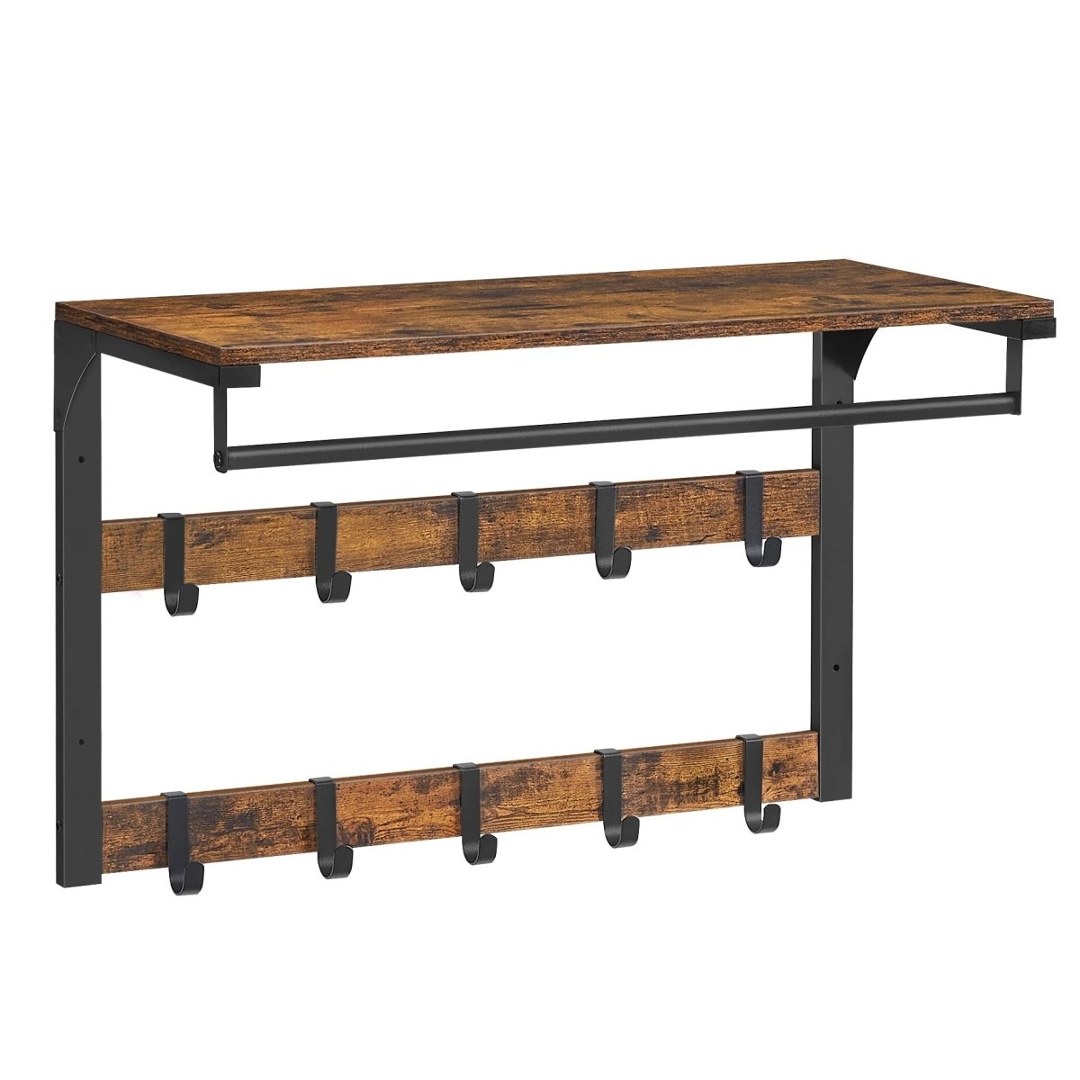 HOOKWELL – 3-in-1 wall coat rack with shelf, hooks, and clothes rail